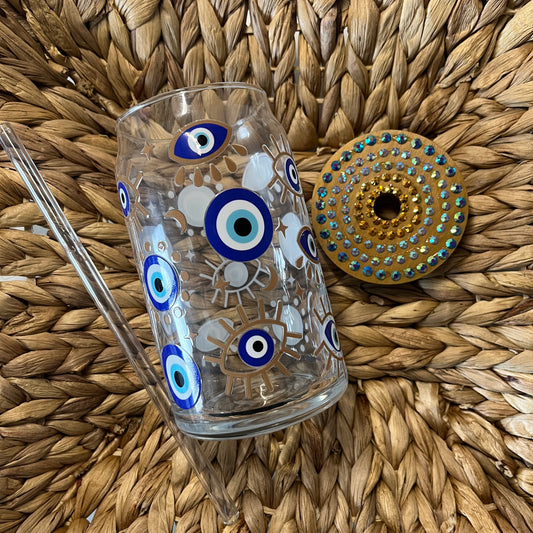 Evil Eye 16oz Glass Can