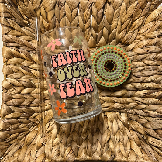 Faith Over Fear 16oz Glass Can